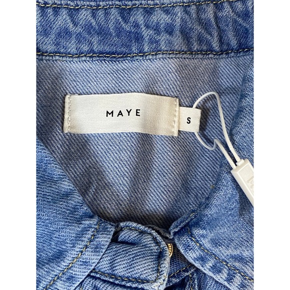 MAYE NWT Montana Denim Shirtdress Midi Button Front Collared Blue Jean Dress - Picture 11 of 15